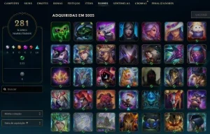 Conta antiga League of Legends com 165 skins