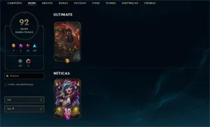Conta LOL com 92 skins + LVL 125