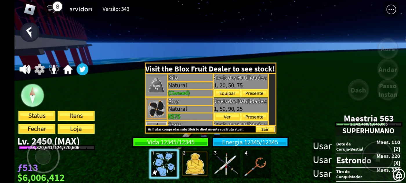 🍊🔥BLOX FRUIT ROBLOX ACCOUNT [LV. 2450] [MAX], GODHUMAN, FRUTAS