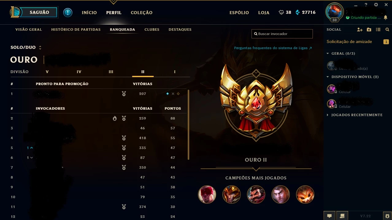 Conta Gold 1 + Mordekaiser Cavaleiro - League of Legends - Contas