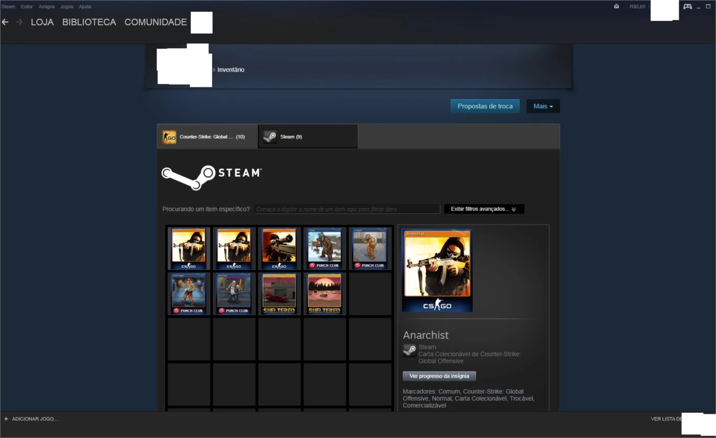 STEAM COM CONTA ÁGUIA DE CS GO+FIFA - Counter Strike - Contas e