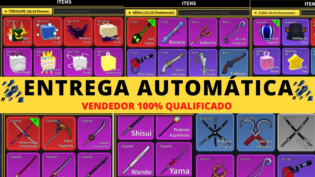 Roblox > CONTA BLOX FRUITS MAXIMIZADA, COM TODOS OS ITENS DE DROP E MISSÃO,  FRUTAS MITIC.