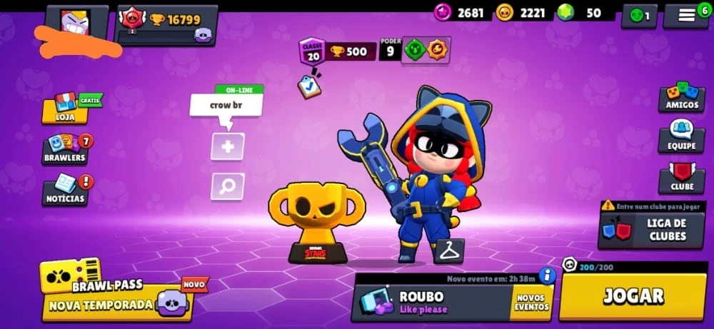 Brawl Stars 80 Gemas - Rei dos Coins