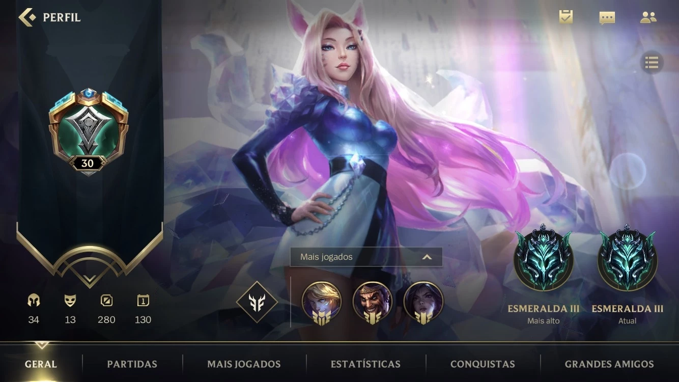 Esmeralda Iii 61% Win Rate + 10 Skins + 23 Campeões + Passe