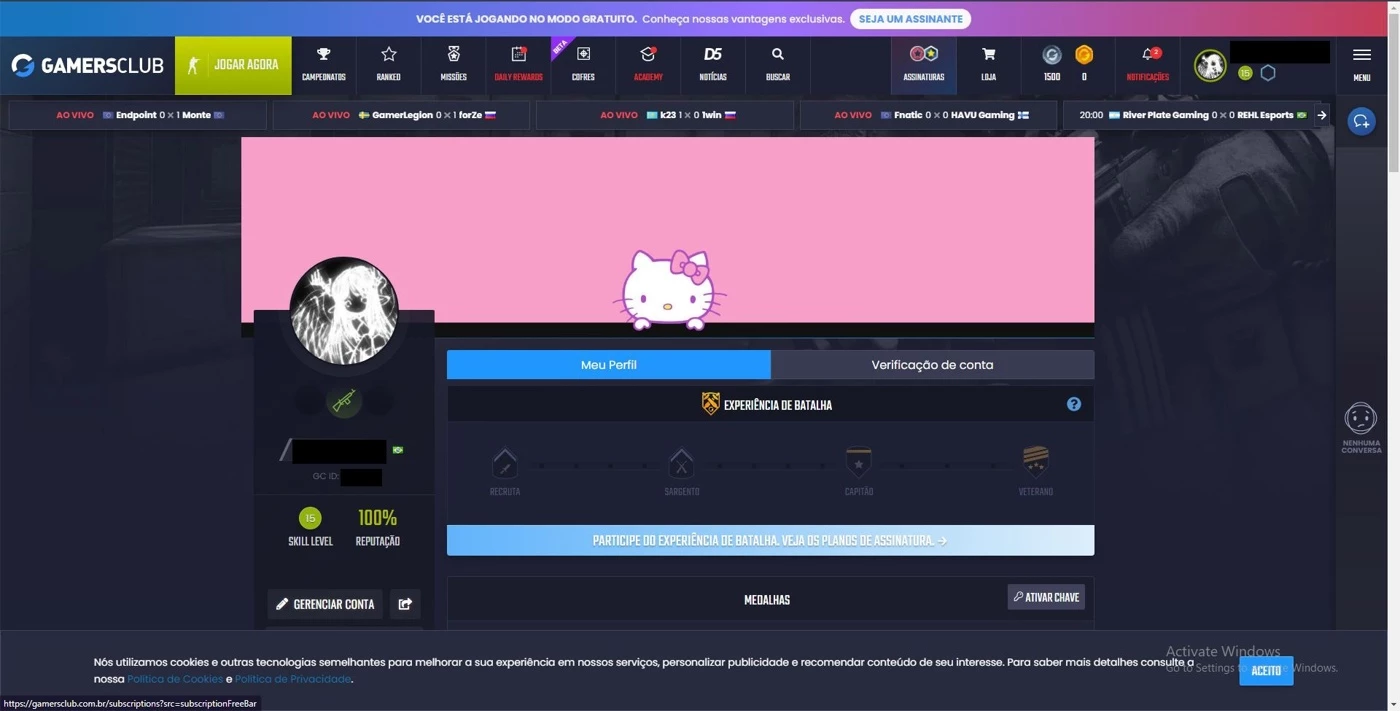 Conta Csgo Prime  Level 15 Gamers Club - Counter Strike - Contas