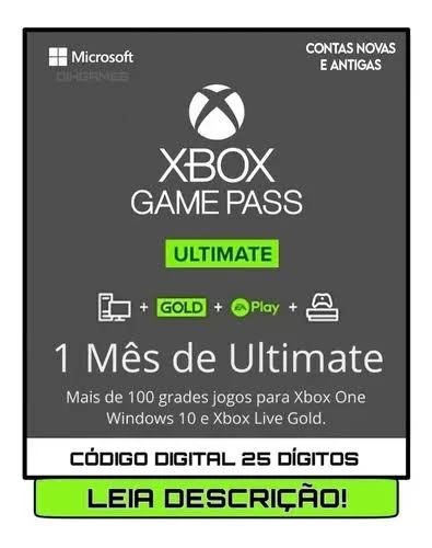 Gift Card Digital XBox Game Pass Ultimate 1 mês em Promoção na