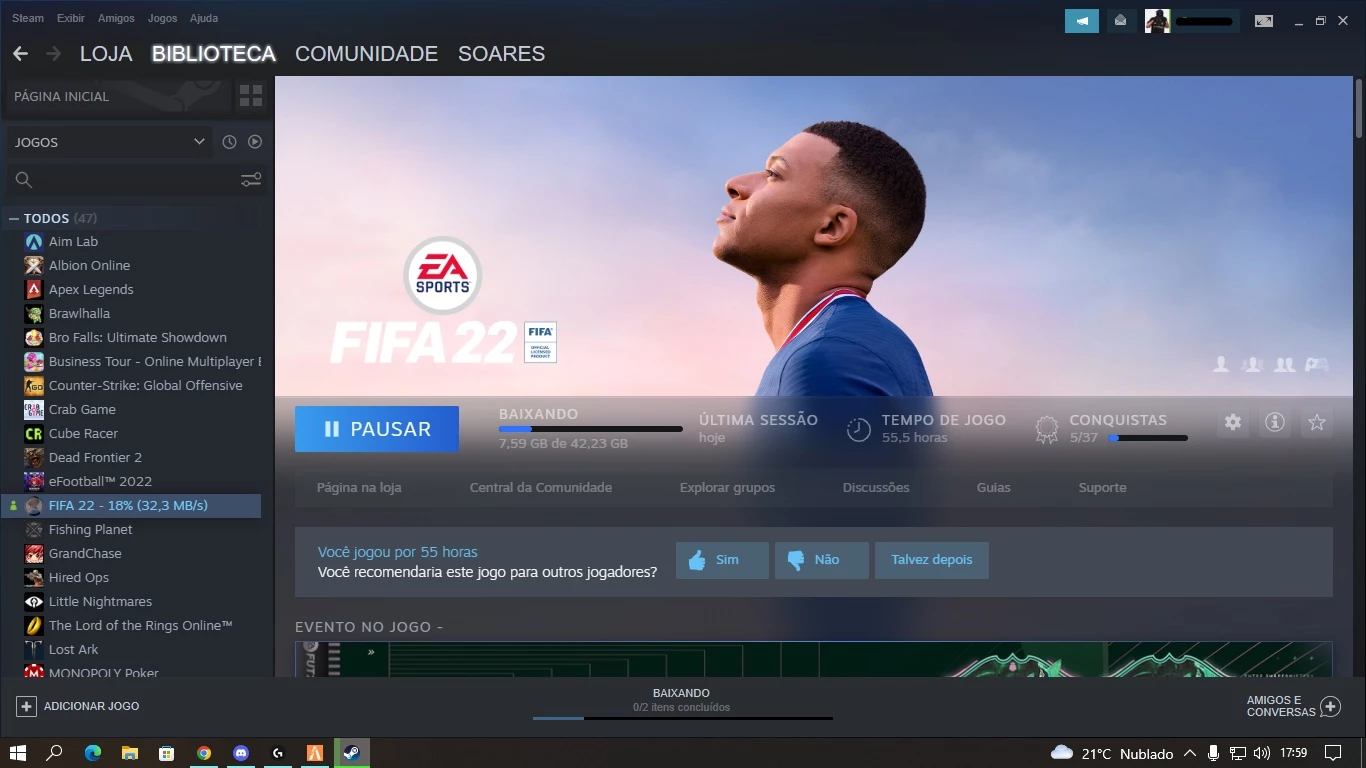 Conta Steam Com Fifa 22 - DFG