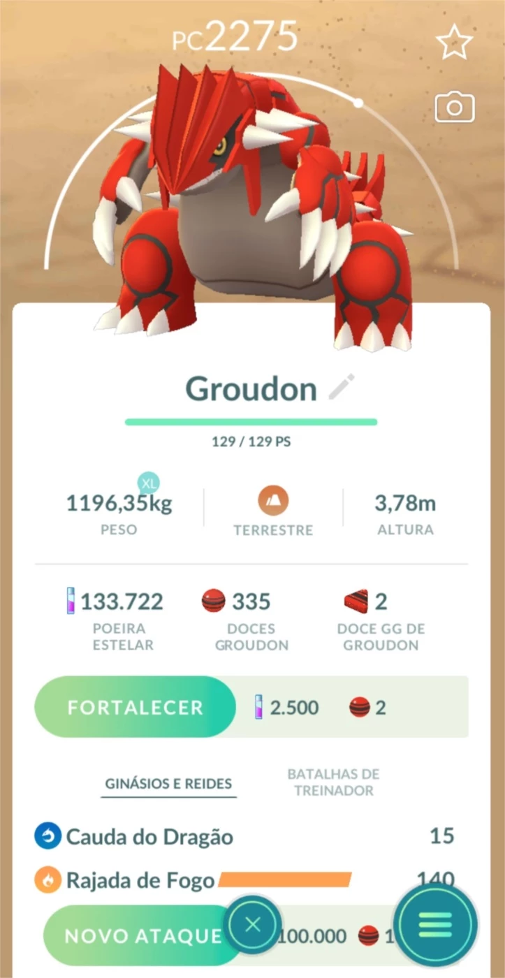 Groudon Pokémon Go - (Leia A Descrição) Lendário Pc 2100+ - Pokemon Go - DFG