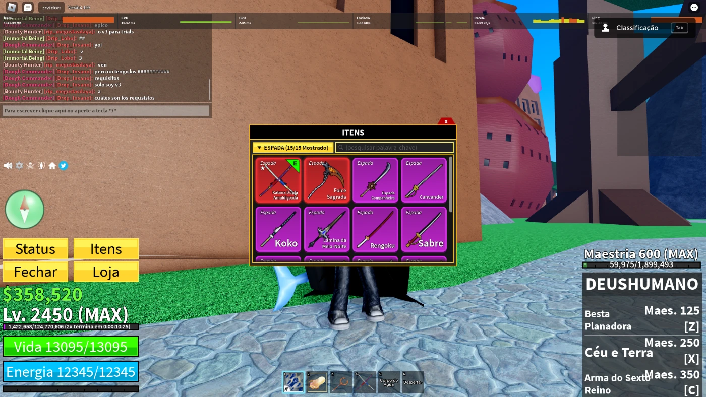 Conta Blox Fruits Level Máximo (2450) + Godhuman + Dough Awk - Roblox - DFG