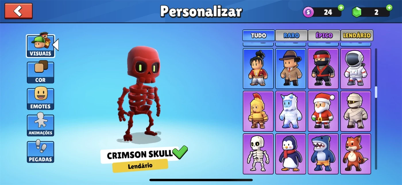 Conta Stumble Guys 112 Skins, Várias Lendárias - Others - DFG