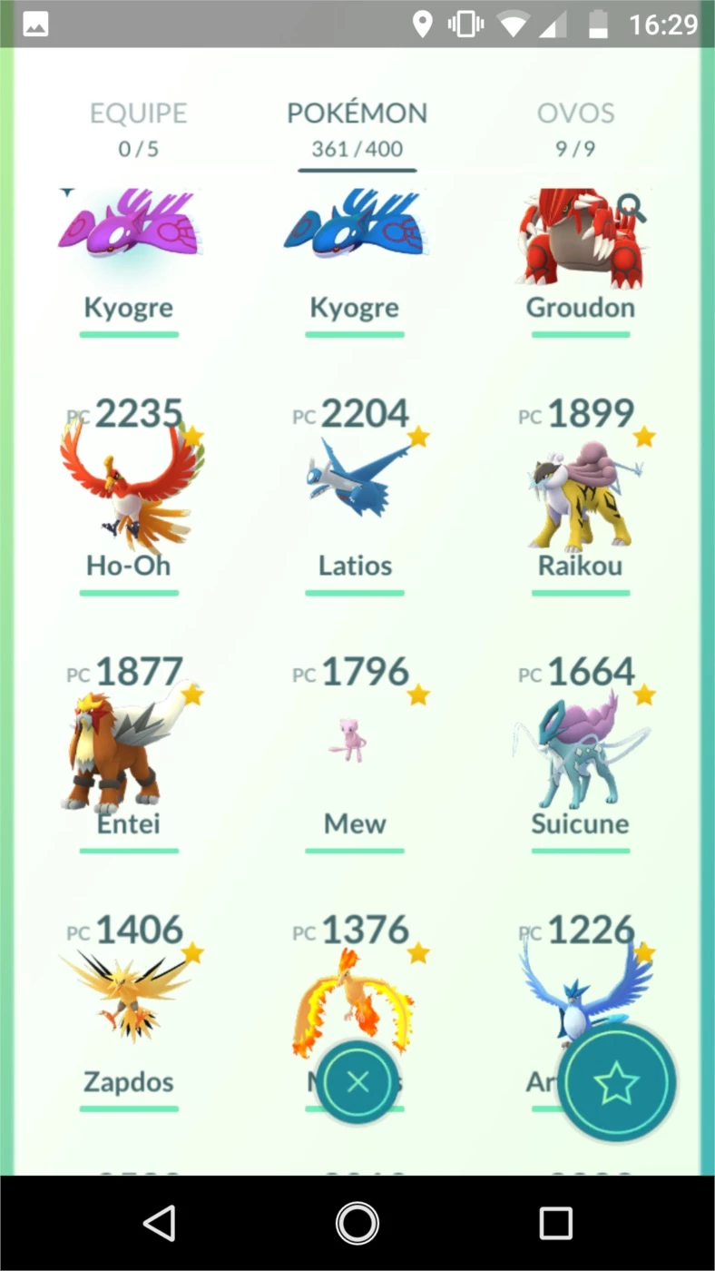 Lendarios Pokemon Go