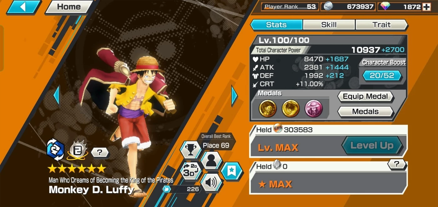 One Piece Bounty Rush Ex Luffy Yamato Sakazuki Kaido+1872 Rd Outros DFG