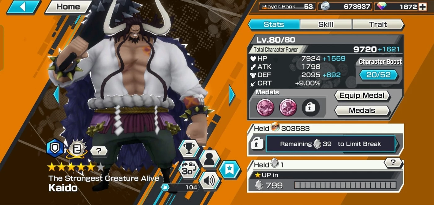 One Piece Bounty Rush Ex Luffy Yamato Sakazuki Kaido+1872 Rd Outros DFG