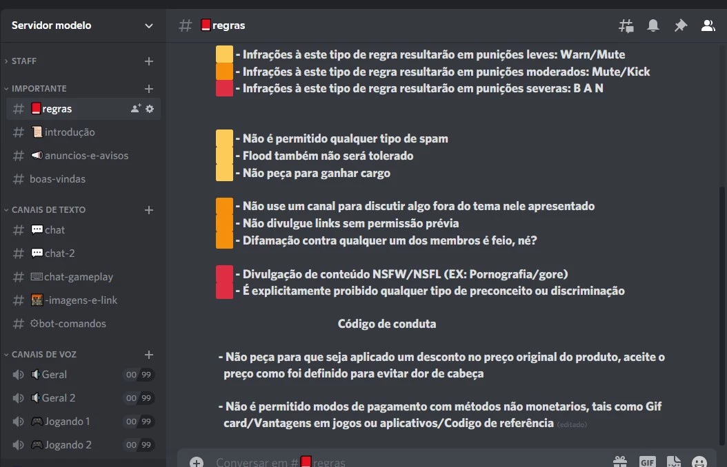 Loja Servidor Discord - Outros - DFG