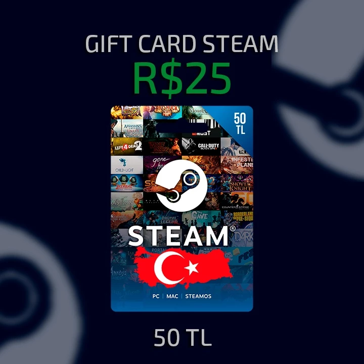 Steam Cartão Pré-Pago Wallet Key - R$ 100 Reais Crédito Card - DFG