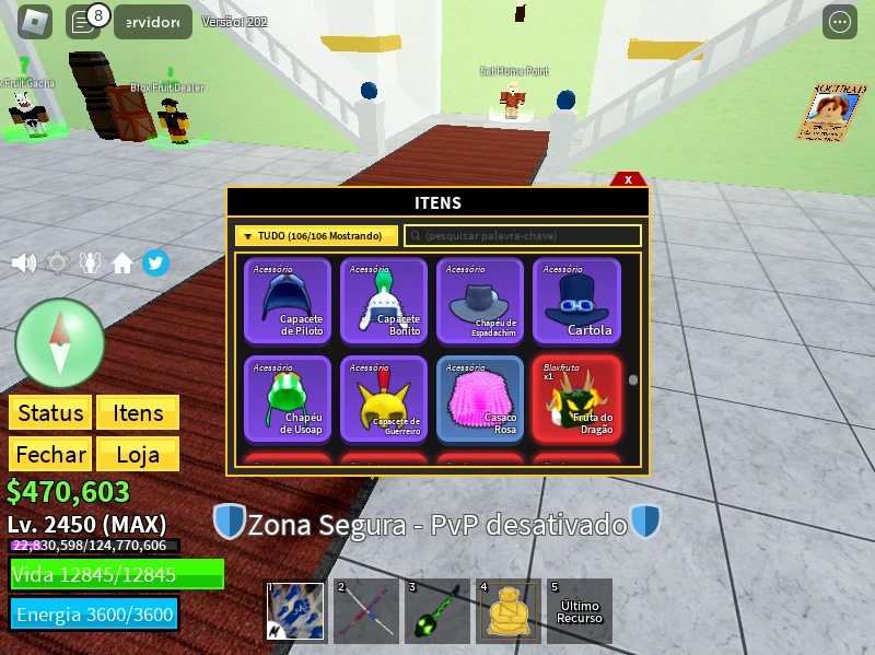 Desapego Games - Roblox > CONTA BLOX FRUITS MAXIMIZADA, COM TODOS OS ITENS  DE DROP E MISSÃO, FRUTAS MITIC.