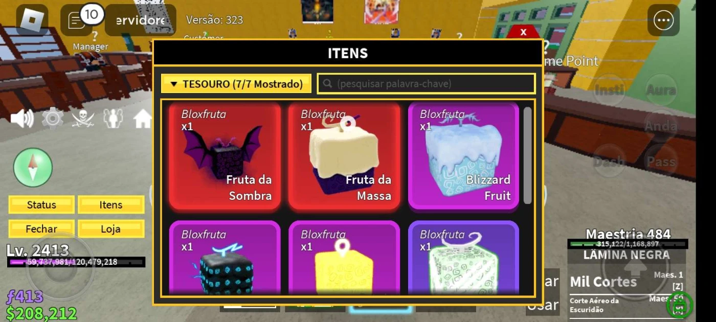 Roblox > VENDO CONTA BLOX FRUITS LV 2300 MAX COM TODAS AS FRUTAS SEA 3