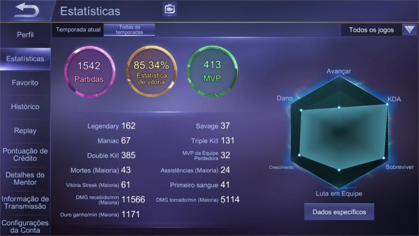 Conta Pro-Player (Mpl) + 646 Skins + Servidor Avançado - Mobile