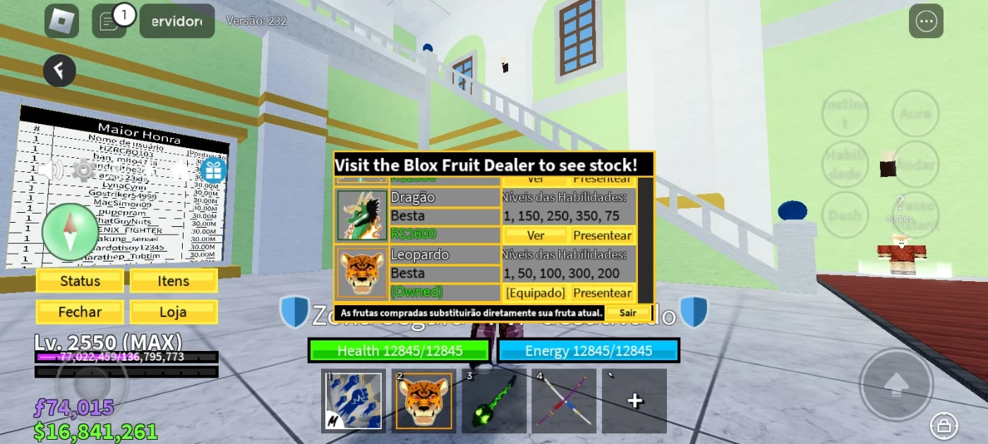 Conta Blox Fruits Com Varias Frutas Permanentes Roblox Dfg