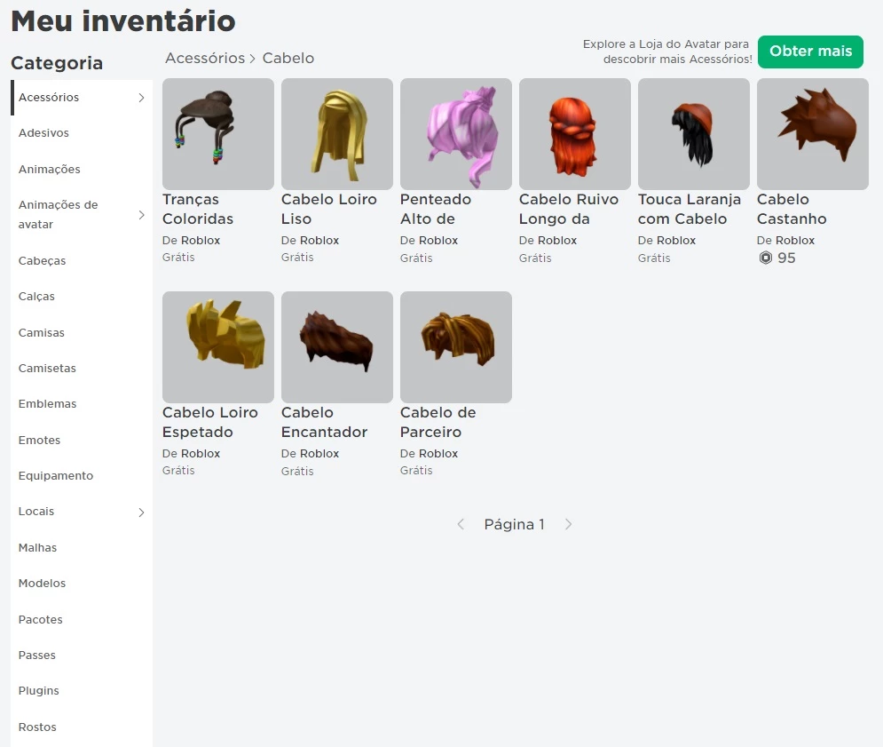 Conta Roblox, Varias Roupas E Chapeus