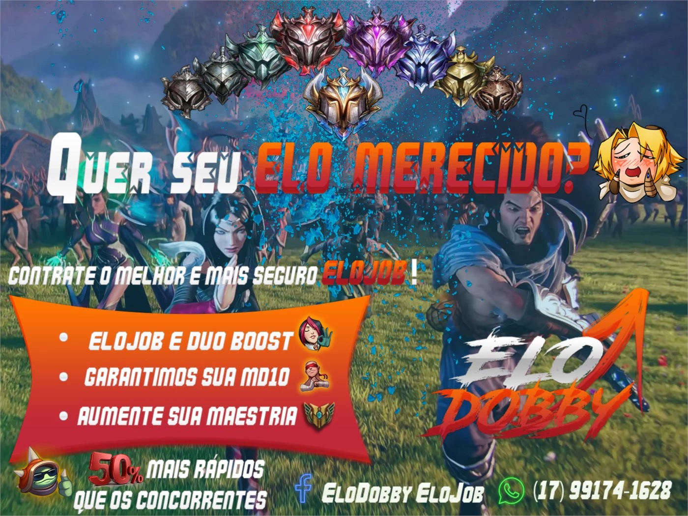 ☺ELOJOB/DUOJOB! SUPER RAPIDO☺ - League of Legends - Serviços e