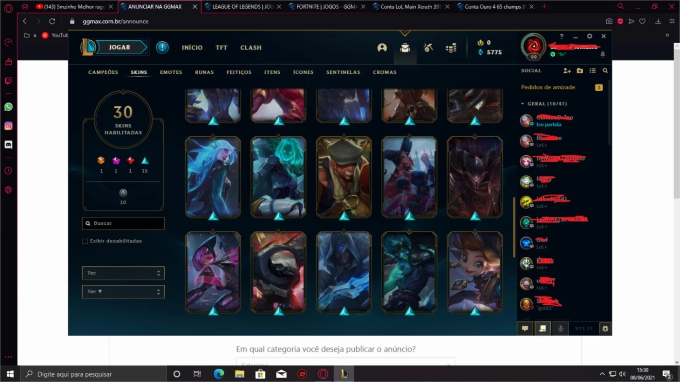 Conta Lol Goldv Com 104 Champs 33 Skins (Todas Da Nidalee) - League Of  Legends - DFG