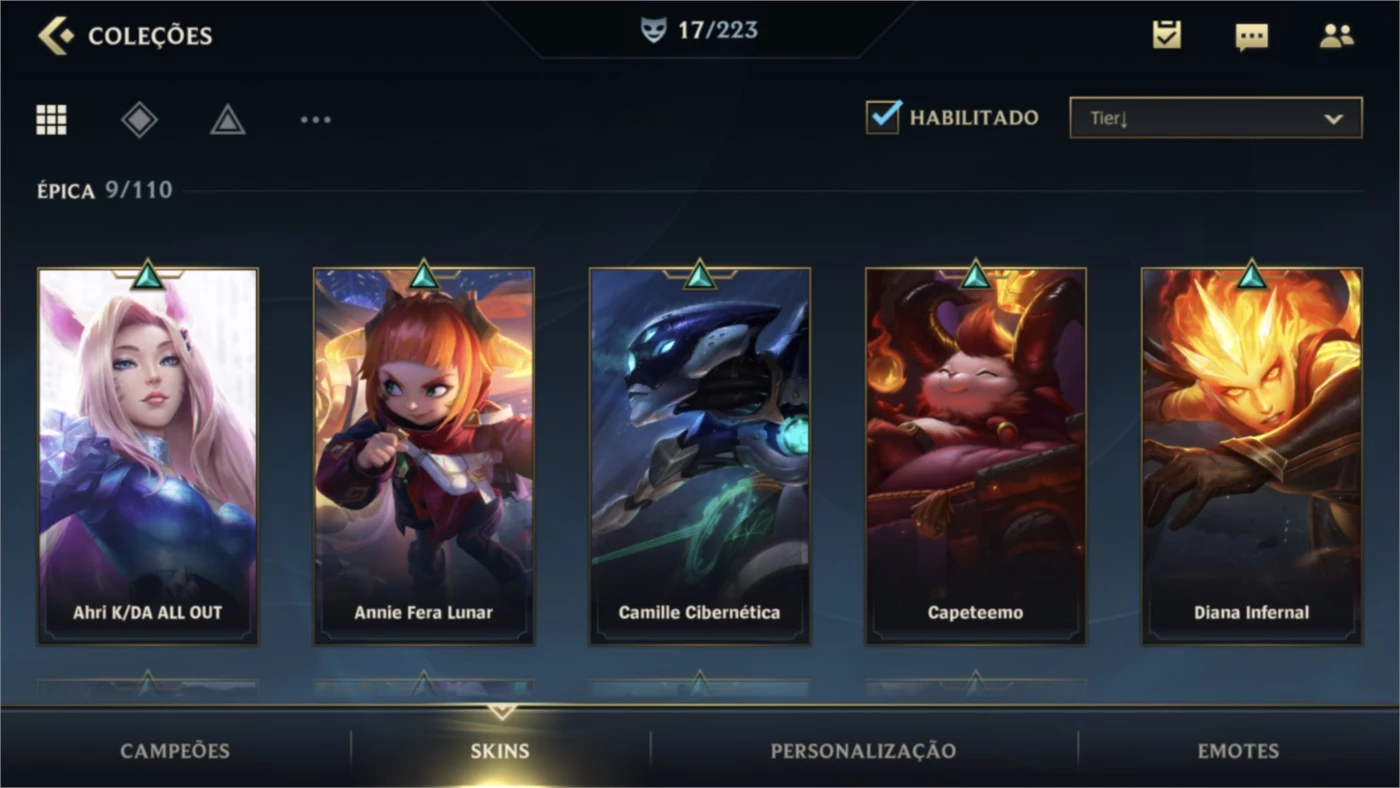 Desapego Games - League of Legends: Wild Rift > Conta Wild Rift - 384 Skins  - Quase Todas, 14k de recarga em Reais