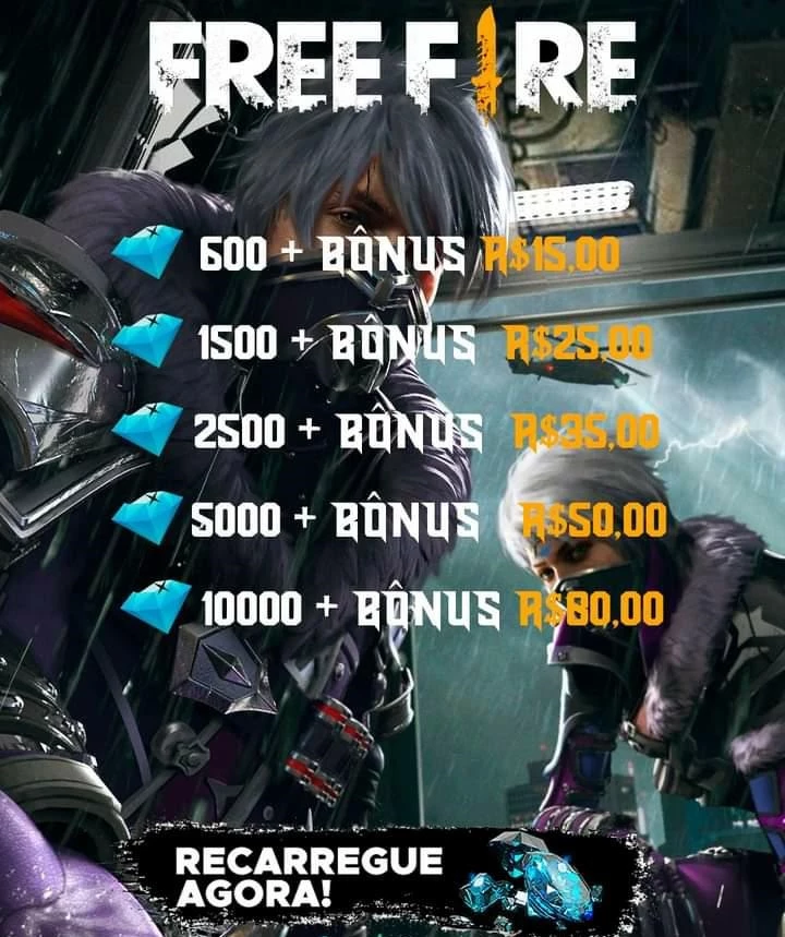 Free Fire libera bônus de 100% nas recargas de diamantes em março