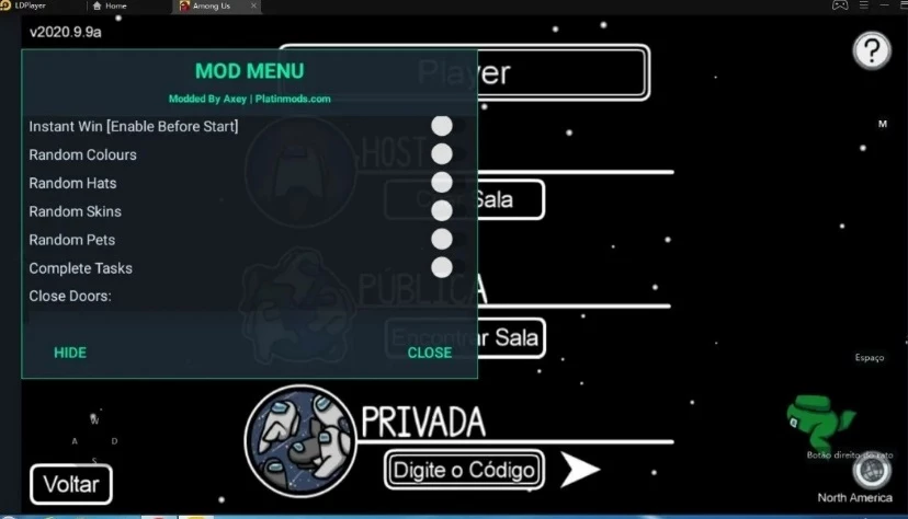 MOD MENU 100% ATUALIZADO DE AMONG US/ MUDAR O NOME/ ESCREVER NO CHAT/  ATRAVESSAR PAREDES/ E MAIS 