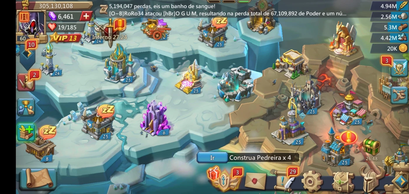 Conta162m De Poder/T4 Abertas/ 462K De Diamantes - Lords Mobile - DFG