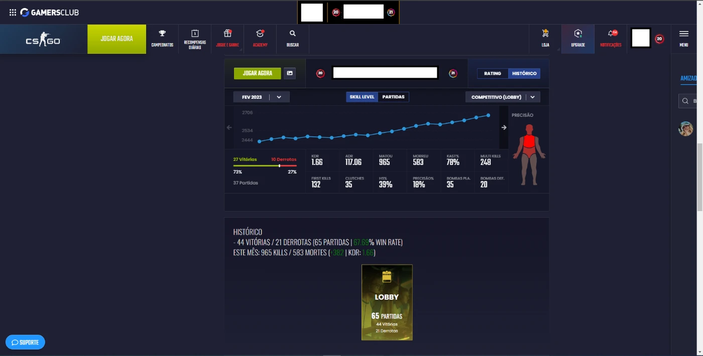Vendo Conta Global, Com Prime E Level 20 Gamersclub - Counter Strike Cs -  DFG