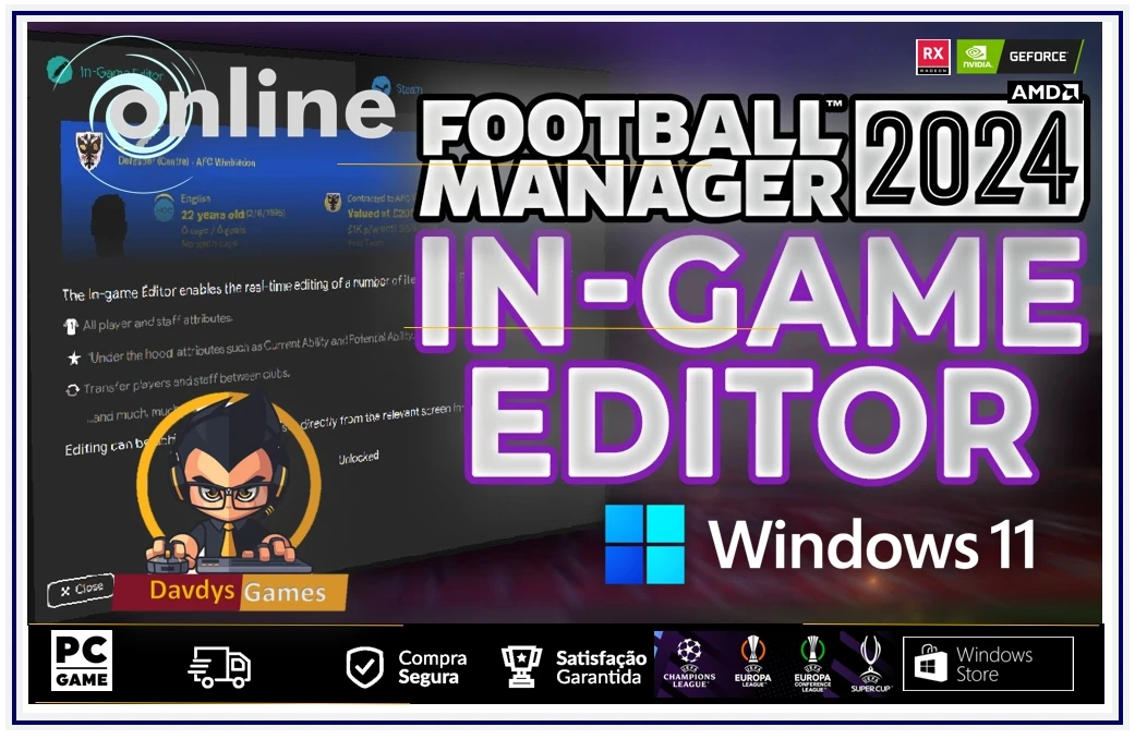 Fm24 + Online Pc + Super Pack + Editor Football Manager 2024 Steam DFG