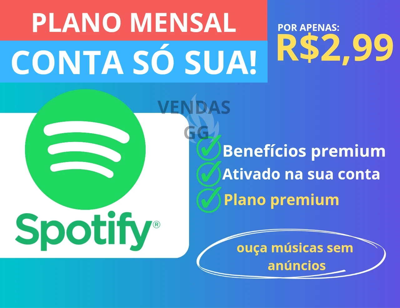 Spotify Premium, Plano Mensal 30 Dias - DFG