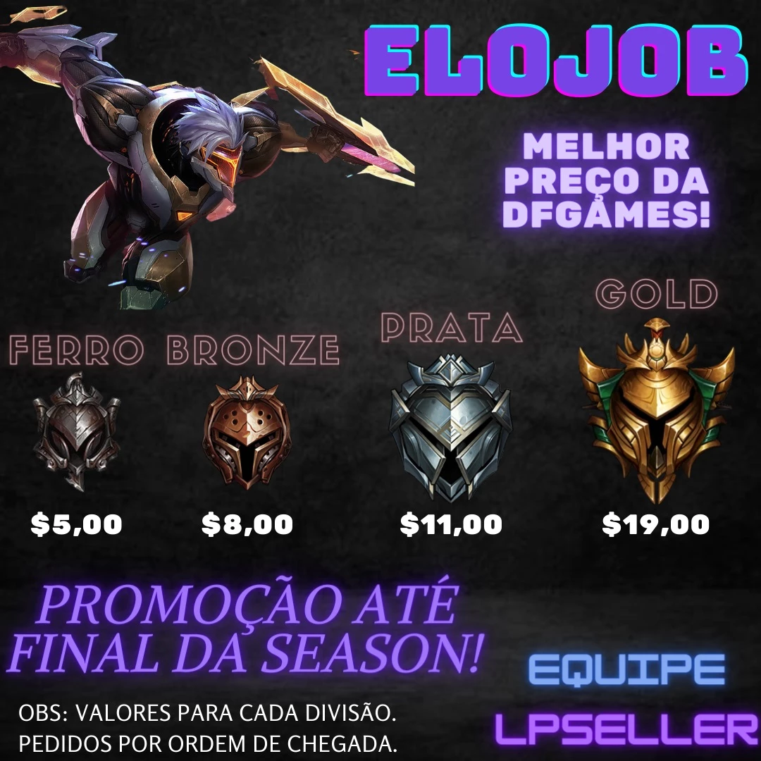 ELO JOB HIGH - ELO JOB, ELO BOOST, DUO BOOST, tenha conta LOL que você  sempre sonhou! 