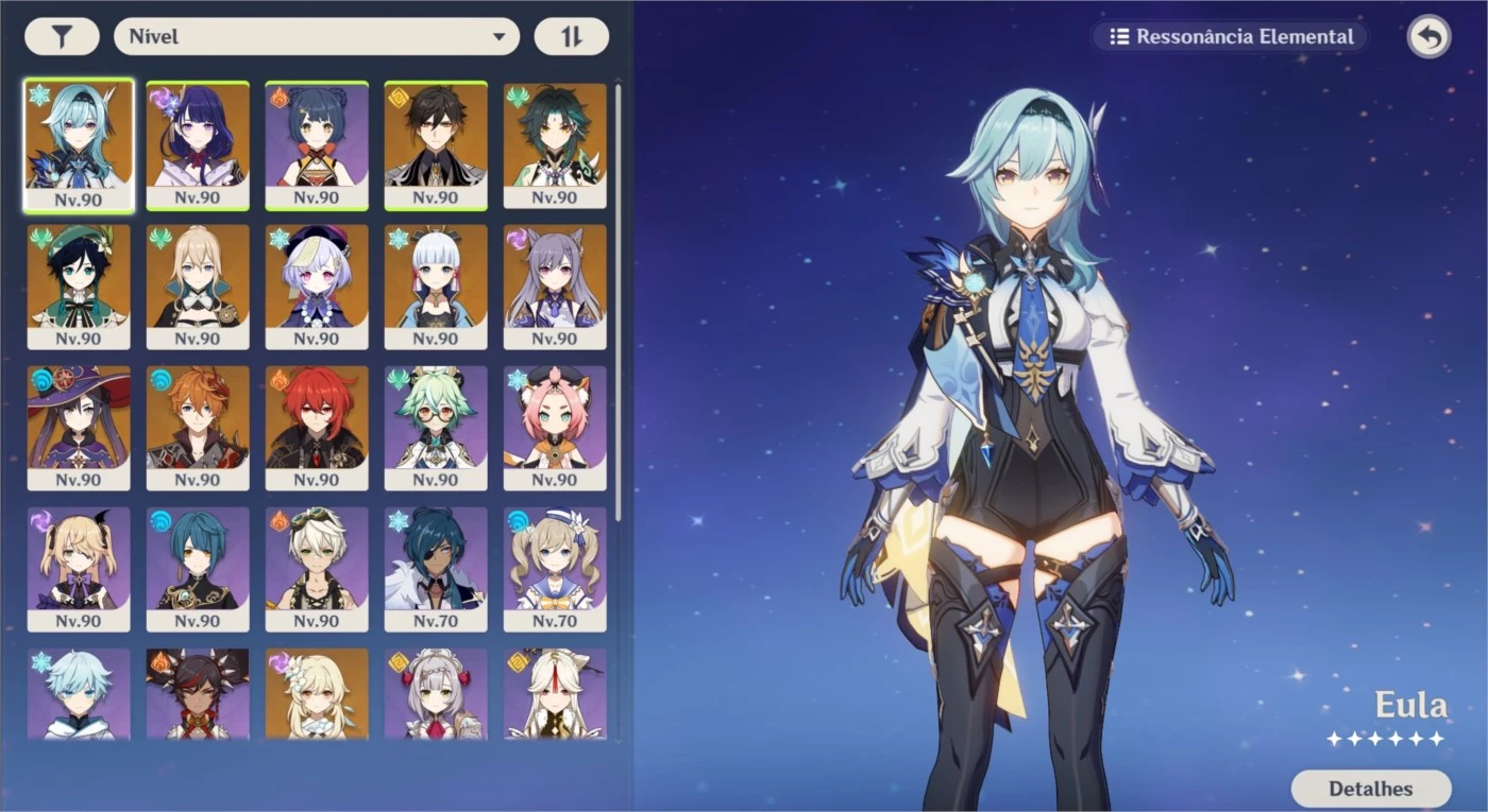 Ar58: 13 Personagens 5 Estrelas+10 Armas 5 Estrelas - Genshin