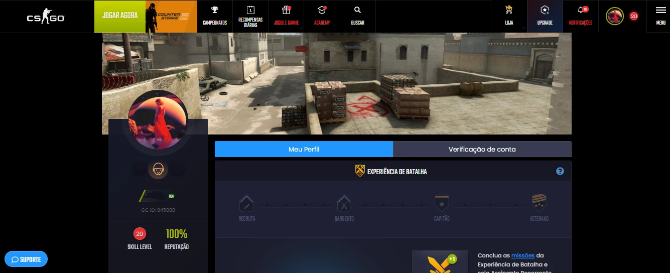 Vendo Conta Global, Com Prime E Level 20 Gamersclub - Counter Strike Cs -  DFG