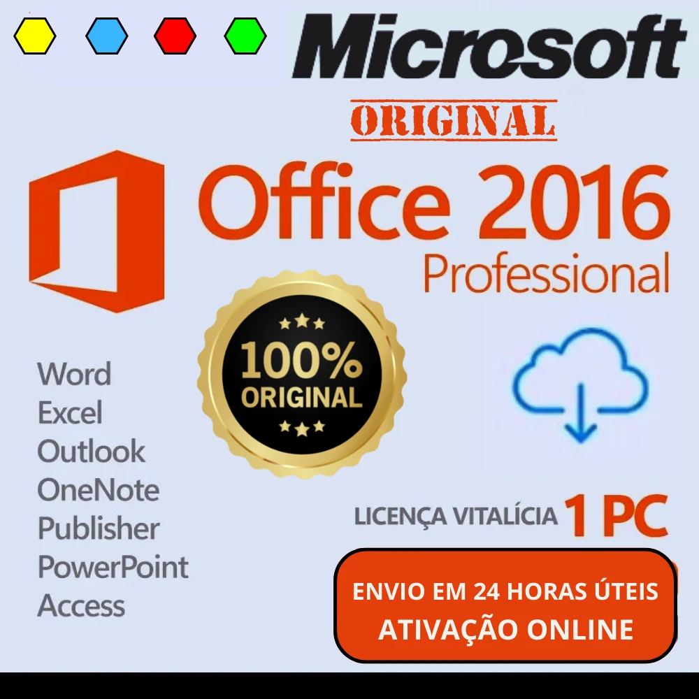 Pacote Office 2016 Pro Pluslicença Original E Vitalícia Softwares E Licenças Dfg 9319