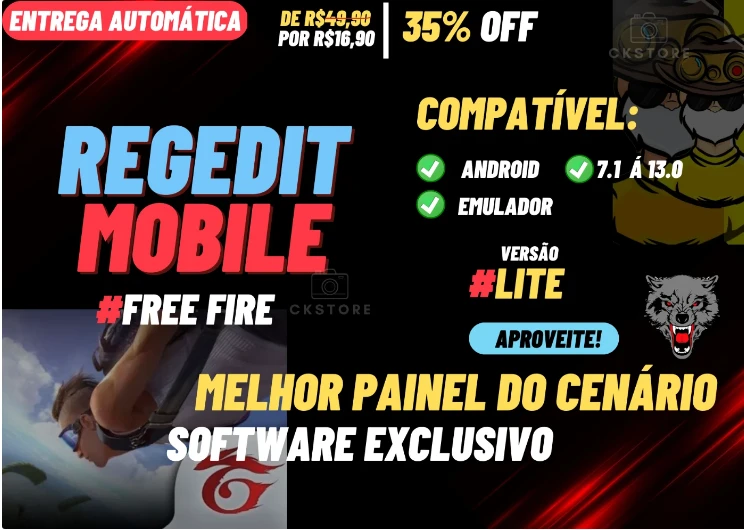 ✓ Regedit Mobile/Pc - Free Fire - Vitalício ✓ Lite - DFG