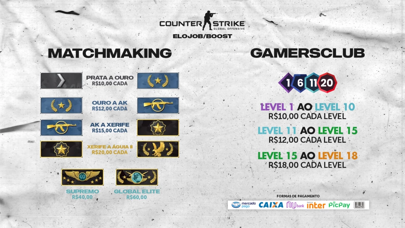 Boost De Level Gc/Faceit E Rank Mm - Counter Strike Cs - DFG