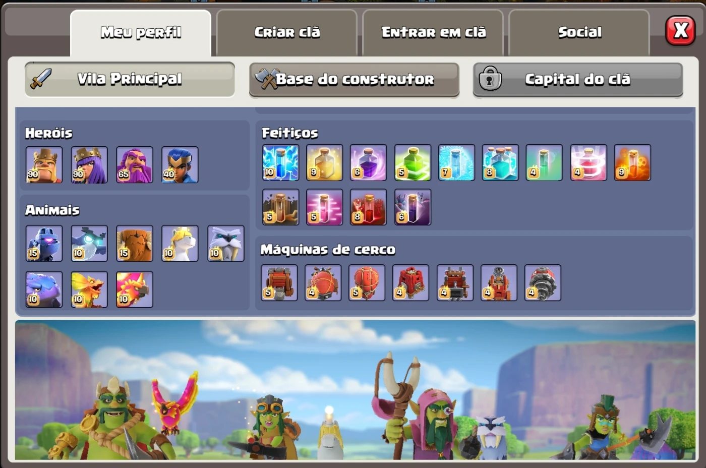 Desapego Games - Clash of Clans (COC) > CONTA CLASH OF CLANS CV 7 FULL+4  CONSTRUTORES+ITENS MÁGICOS