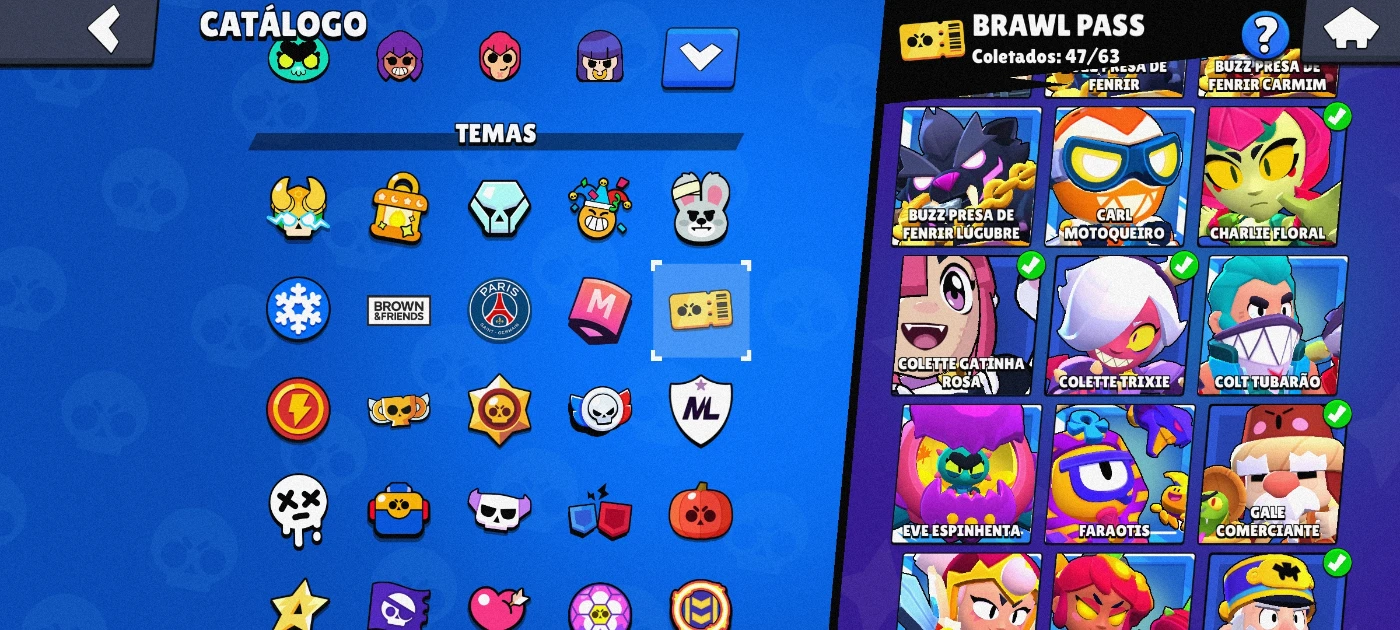 Conta Premium (117 Skins/77 Brawlers/182 Gemas/34.000 Troféu - Brawl Stars  - DFG