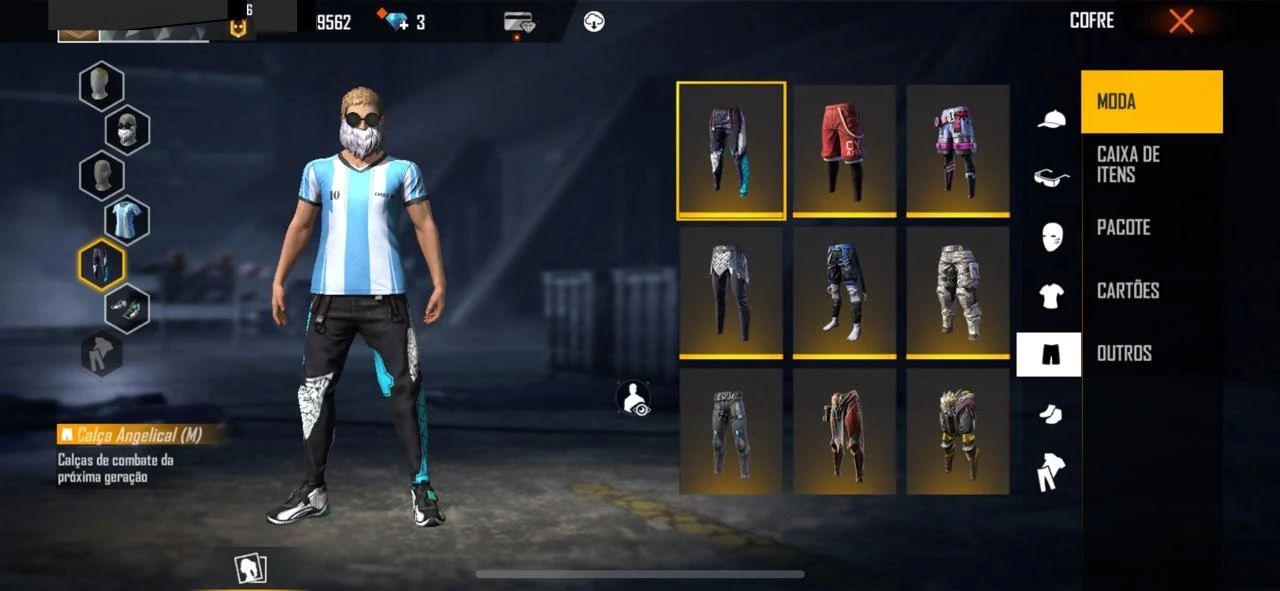 Conta de Free Fire com Calça Angelical Itens Raros, Item p/ Esporte e  Outdoor Calça Angelical Nunca Usado 51392382