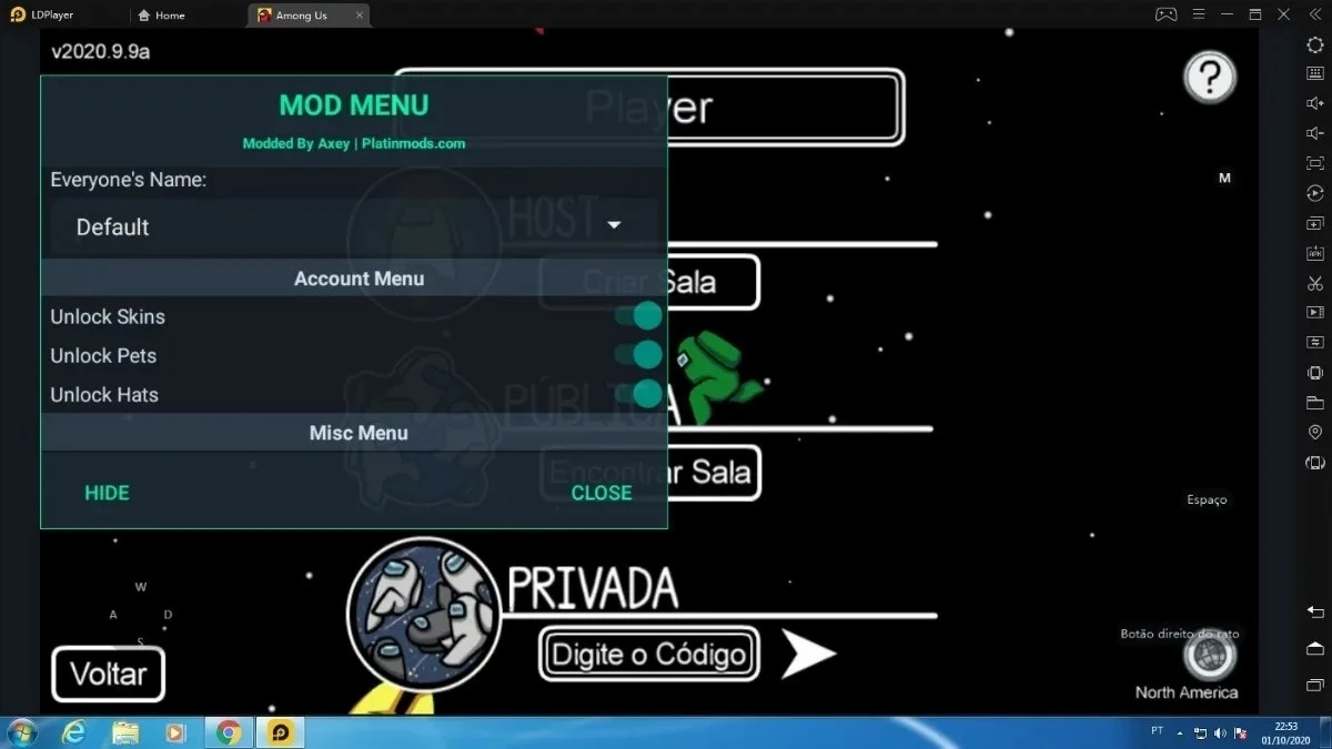 MELHOR MOD MENU PARA AMONG US  HACK 100% ATUALIZADO 