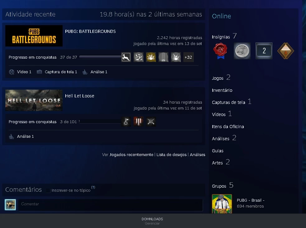 Conta Steam C/ 7k Horas de Pubg - Medalhas da Ranked + Skins Raras + Lvl  500, Jogo de Computador Steam Pubg Pc Usado 78092784