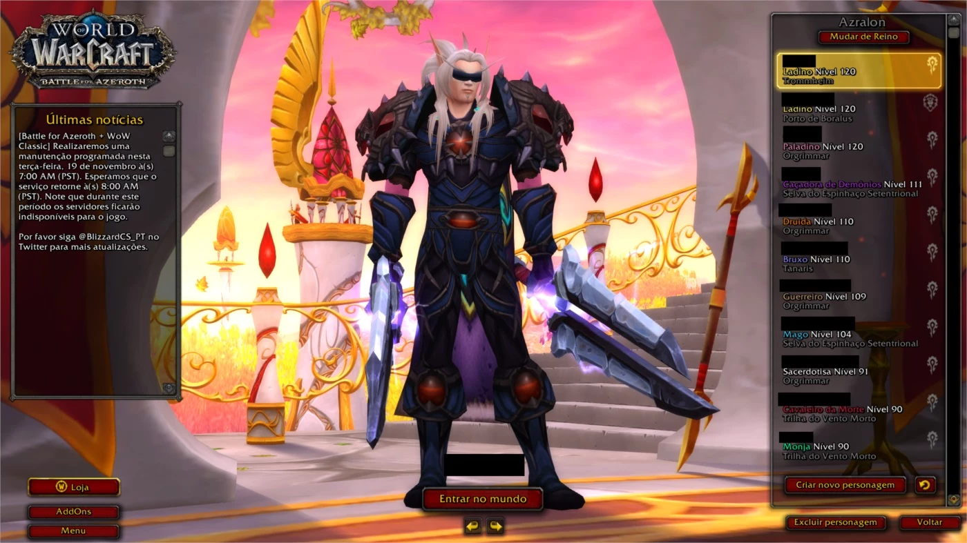 Conta World Of Warcraft Servidor Warmane 10 Personagens - Blizzard