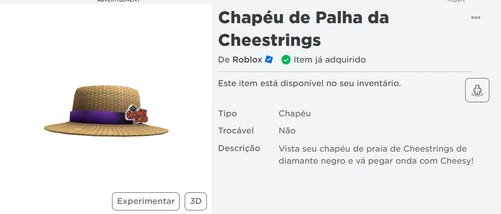 Chapéu de Palha - Roblox