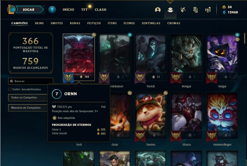 CONTA PLATINA IV COM 79% DE W.R + SKINS - League of Legends