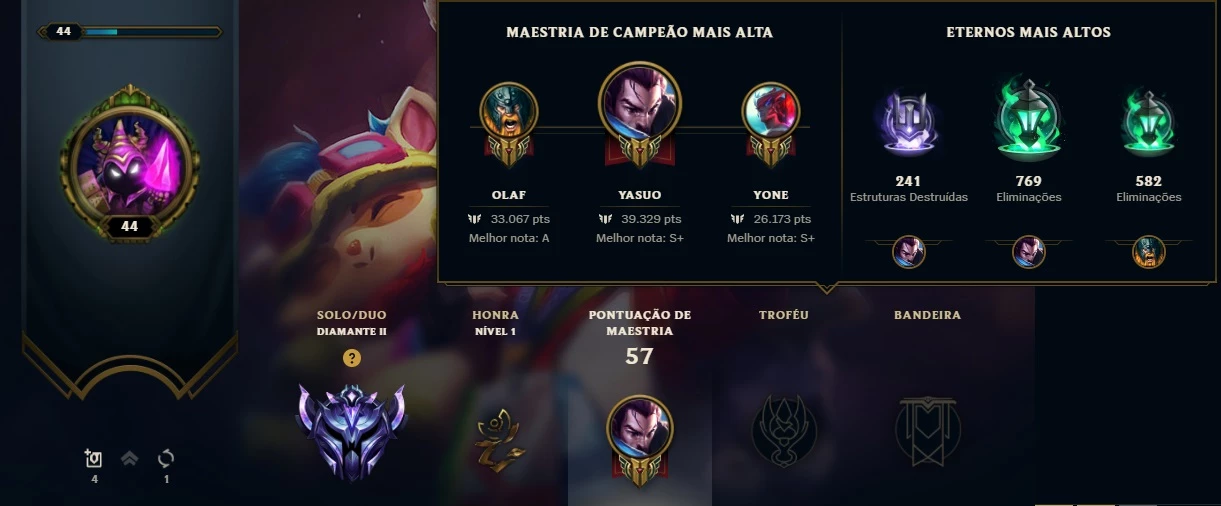 Conta De Lol League Of Legends High Elo Alto Diamante Mestr - DFG