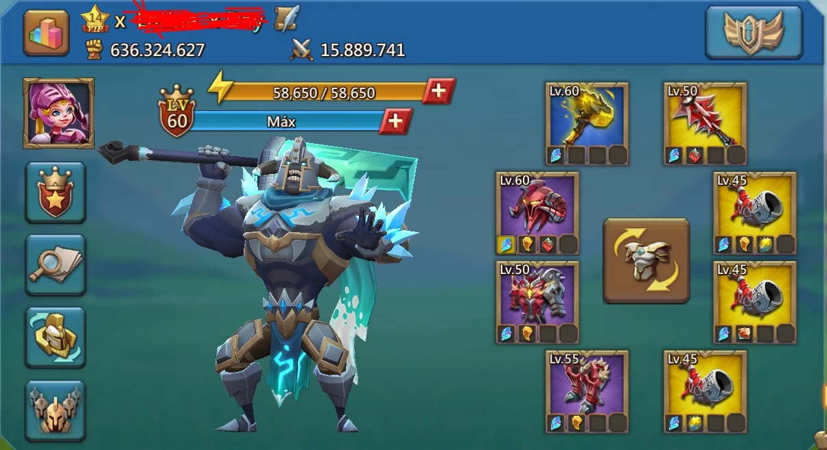 Conta148m De Poder/Altar Lvl 25 / 372K De Diamantes - Lords Mobile - DFG