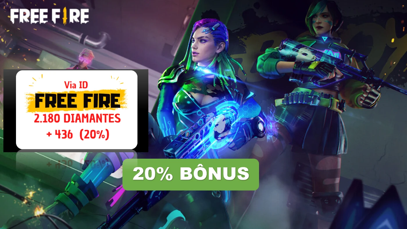 Diamantes Free Fire 2180 + 436 Bonus - Cartão Presente - Venger